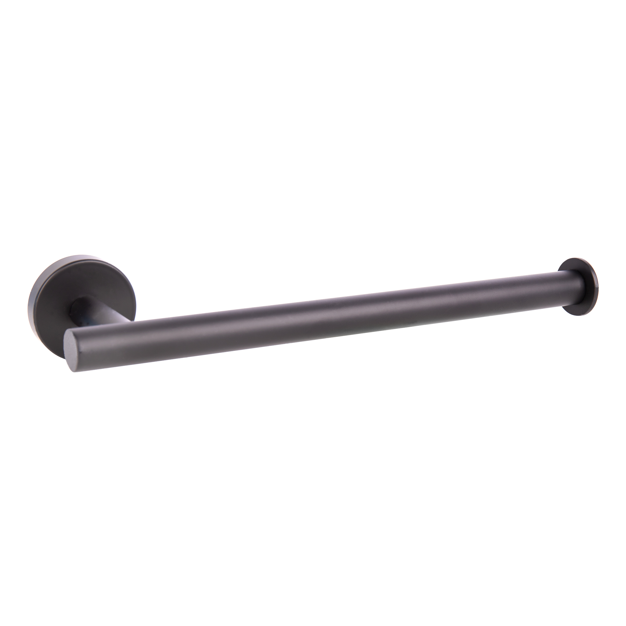 Cofan Toallero negro mate atornillado a pared | Diseño redondo elegante | Material: acero inoxidable | Kit de fijación incluido | Medidas: 28 x 8 x 5 cm