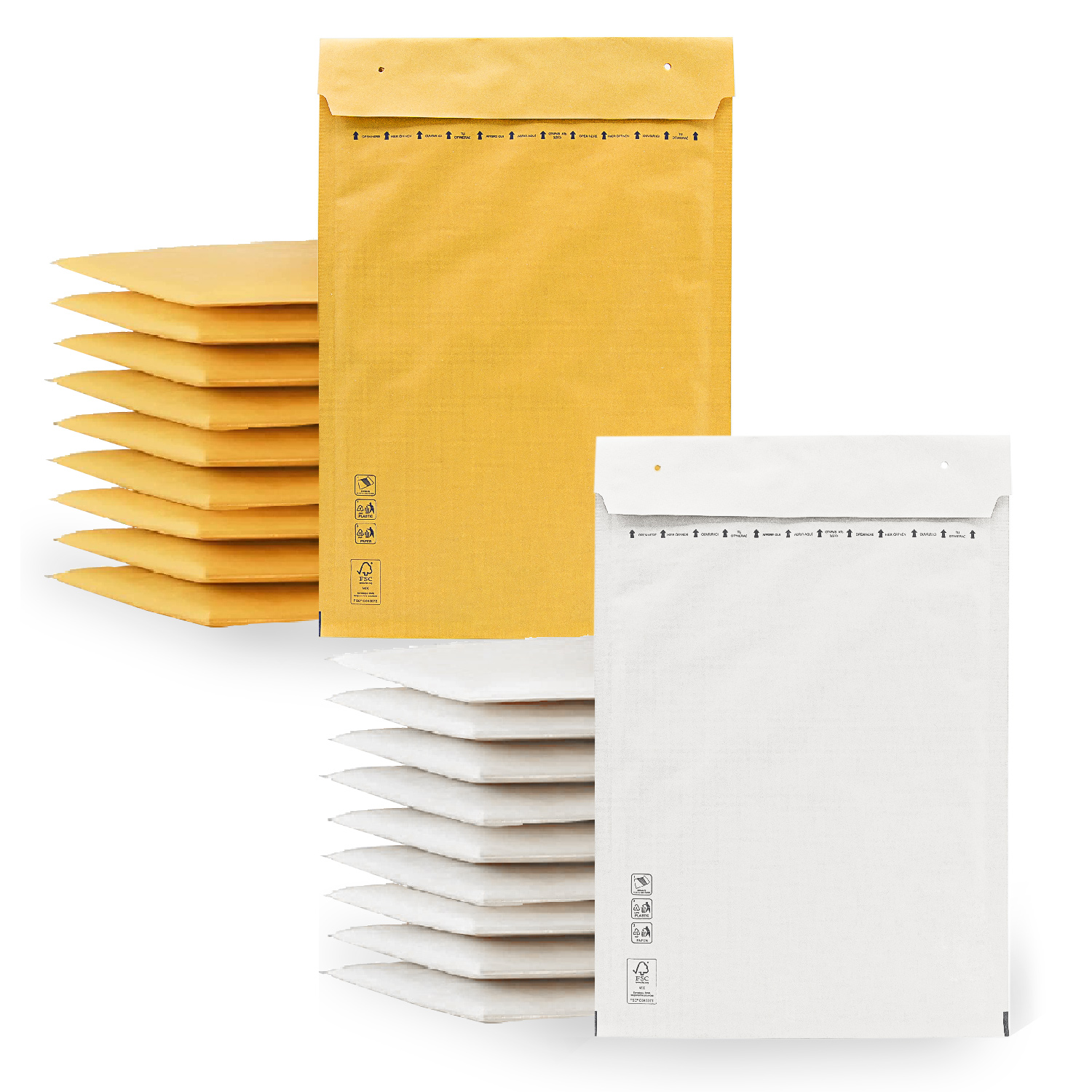 Sobres Acolchados, Sobre Acolchado para Envios, Sobres Burbujas color Kraft y Blanco, Bolsas para Envíos de Paquetes Varios Tamaños, Sobres de Envio · m-office (150x215mm, 20uds)