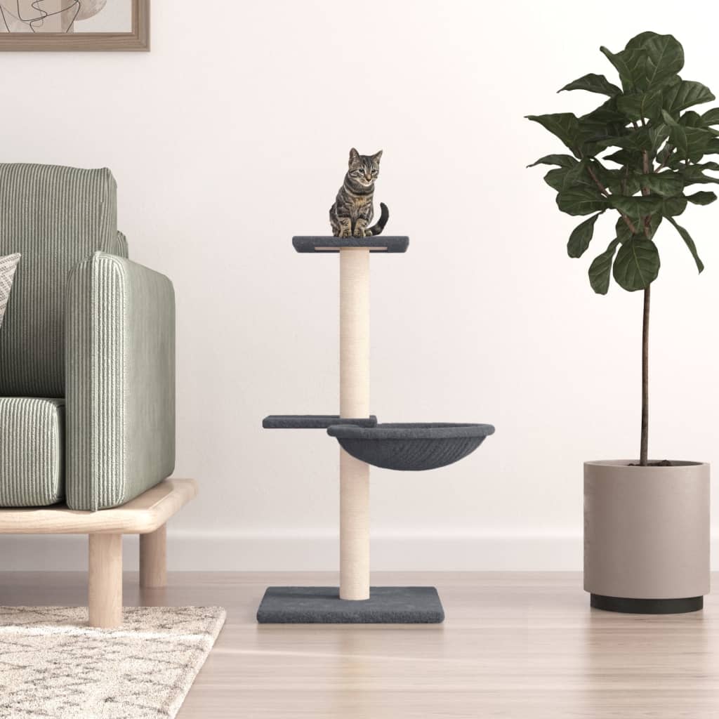 vidaXL Rascador para Gatos con Postes Árbol Torre de Escalada Sisal Color Crema, Gris claro, Gris oscuro y mas
