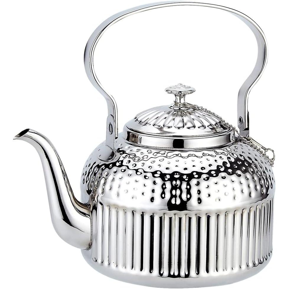 1400 ml Tetera de acero inoxidable con infusor,antiguo,Adecuado para hornos de inducción o gas