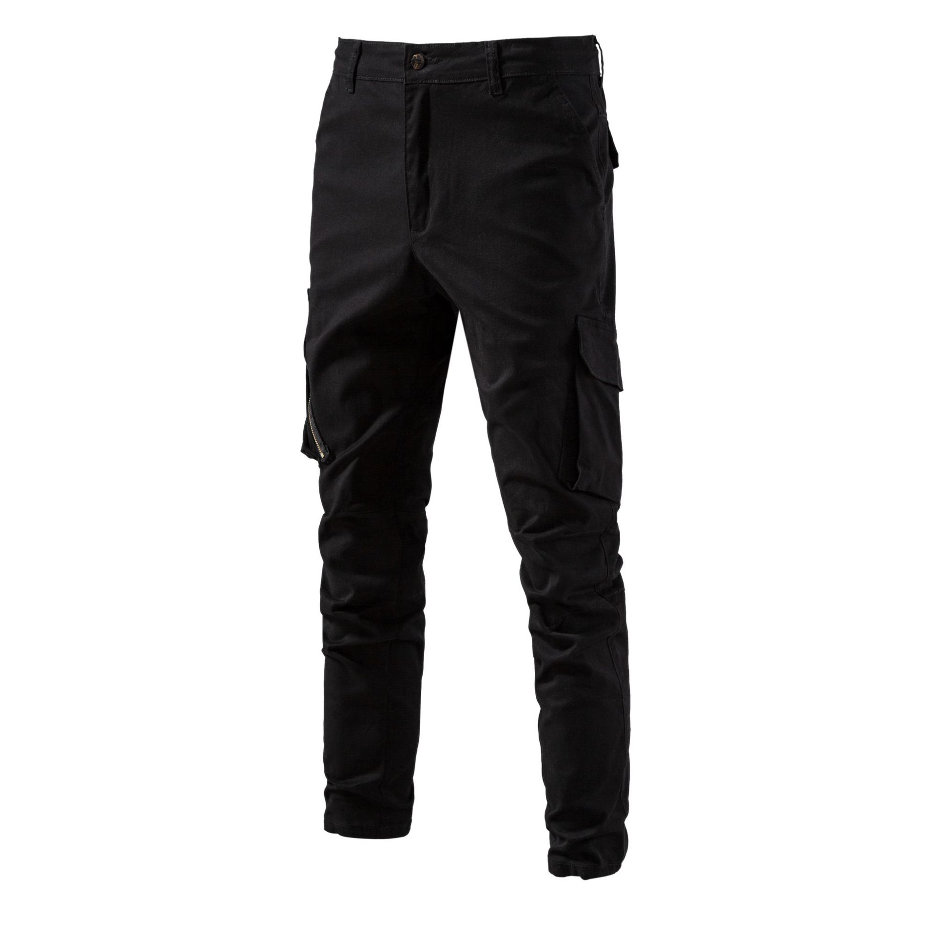 TK Nuevos pantalones casuales de algodón para hombres de primavera, pantalones de color sólido con múltiples bolsillos versátiles de negocios transpirables para hombres