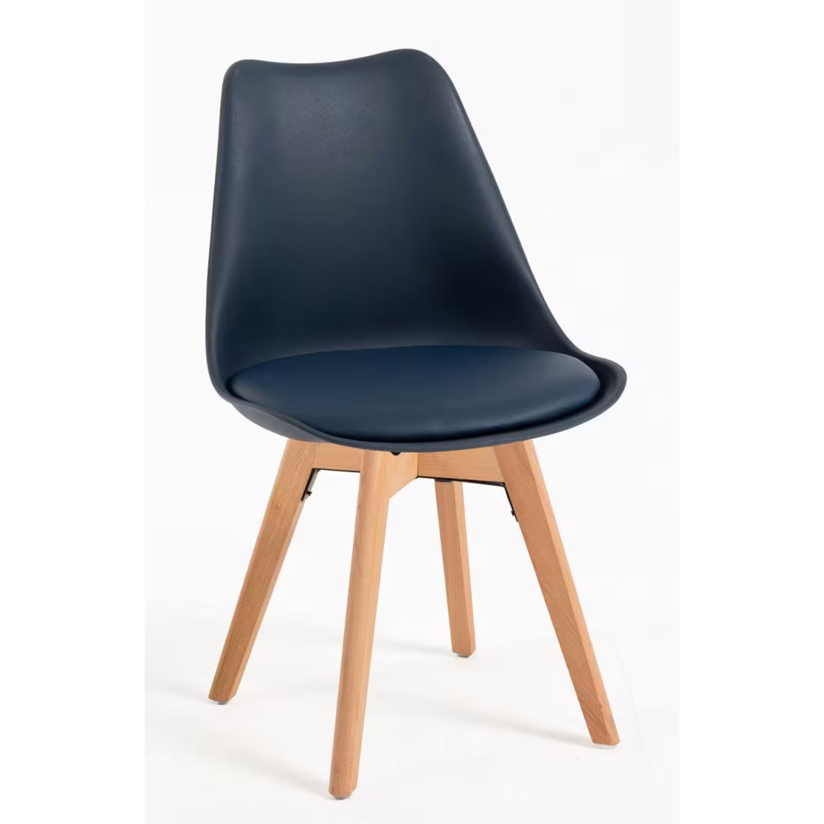 ORION91® - Silla de comedor SIRIO de comedor azul marino con respaldo polipropileno, soporta hasta 110 kg, asiento acolchado, patas de madera de haya, estilo nórdico - spaziOrion91