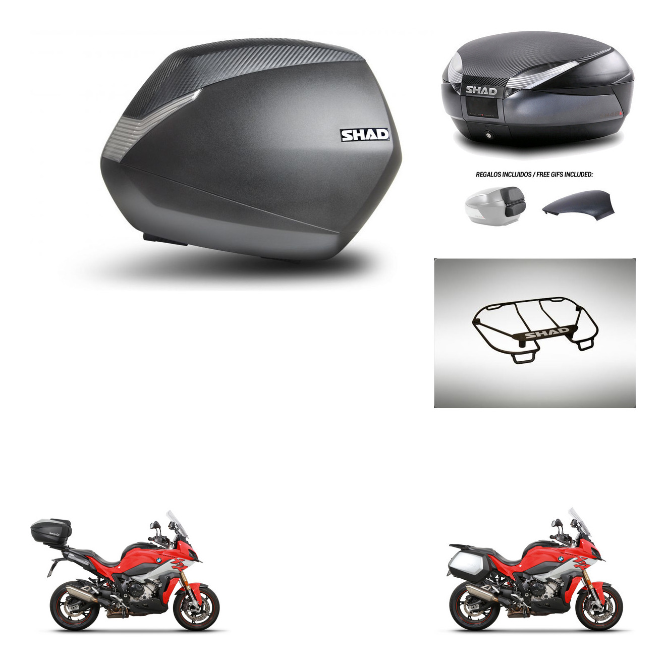 Baul Trasero + Maletas Laterales + Parrilla Portabultos + Herraje 3P + Herraje Montaje Sh36 Sh 36 Sh48 KIT-258490