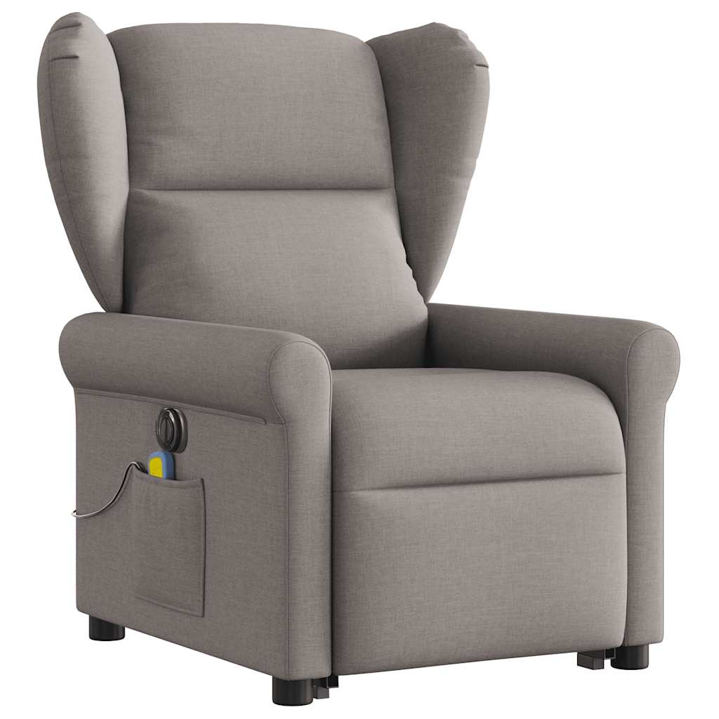 vidaXL Sillón de masaje eléctrico reclinable elevable tela taupé