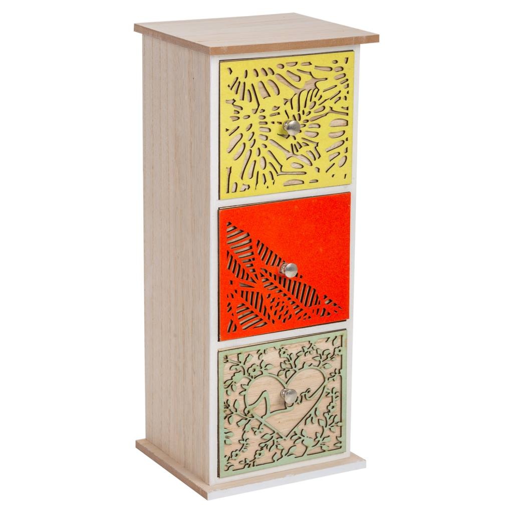 Wonderlust Deco - Caja organizadora multicolor pequeña 14,5x13x35,5 Multicolor 14,5x13x35,5h cm