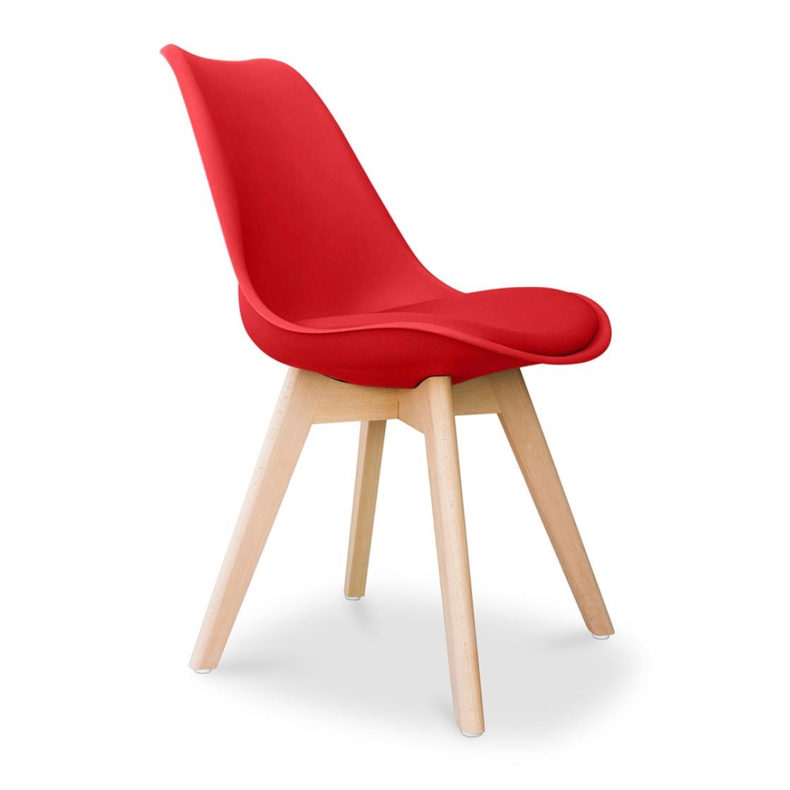 ORION91® - Silla de comedor SIRIO de comedor en rojo con asiento polipropileno y patas de madera de haya, altura 82 cm, estilo nórdico, ergonómico, soporta hasta 110 kg - spaziOrion91