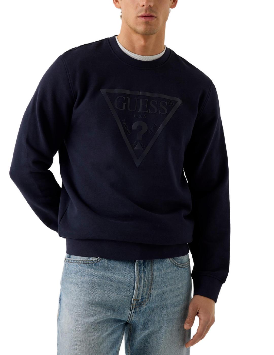 Sudadera Guess Audley marino logo sin capucha de hombre