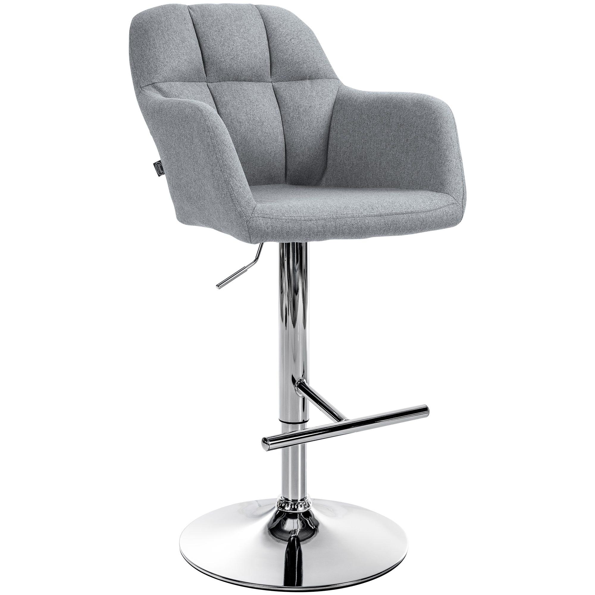 Taburete de bar Natoma en tela Gris,Metal cromado