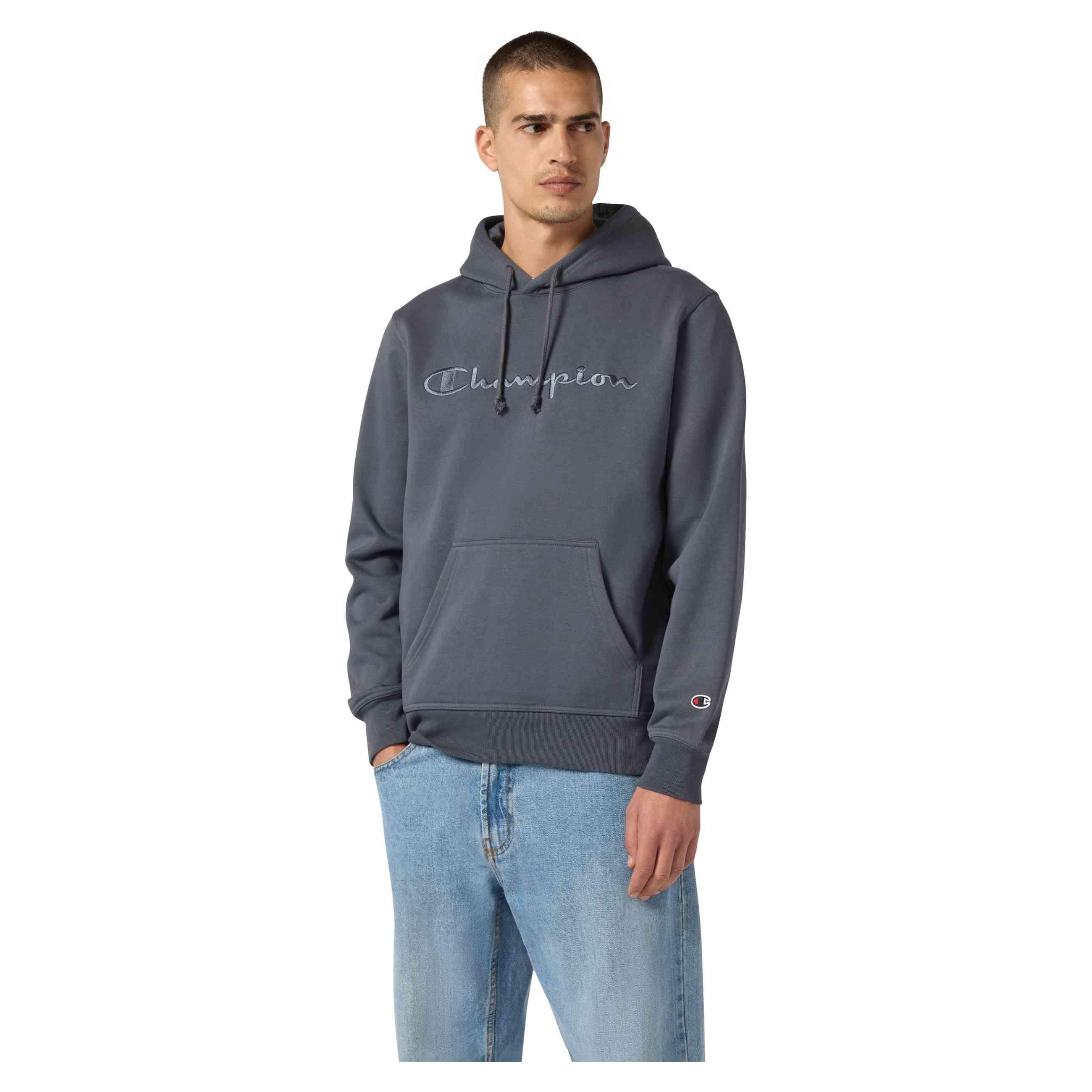 SUDADERA CHAMPION ANTRACITA ICONS EMBROIDERED TONED LOGO