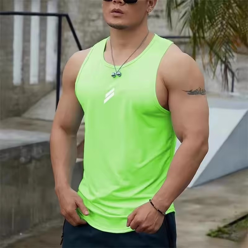 TK Camiseta De Hombre Verano 2025 Casual Redonda Malla Entrenamiento Rápido Secado Top Deportivo Fitness Sin Mangas Chaleco