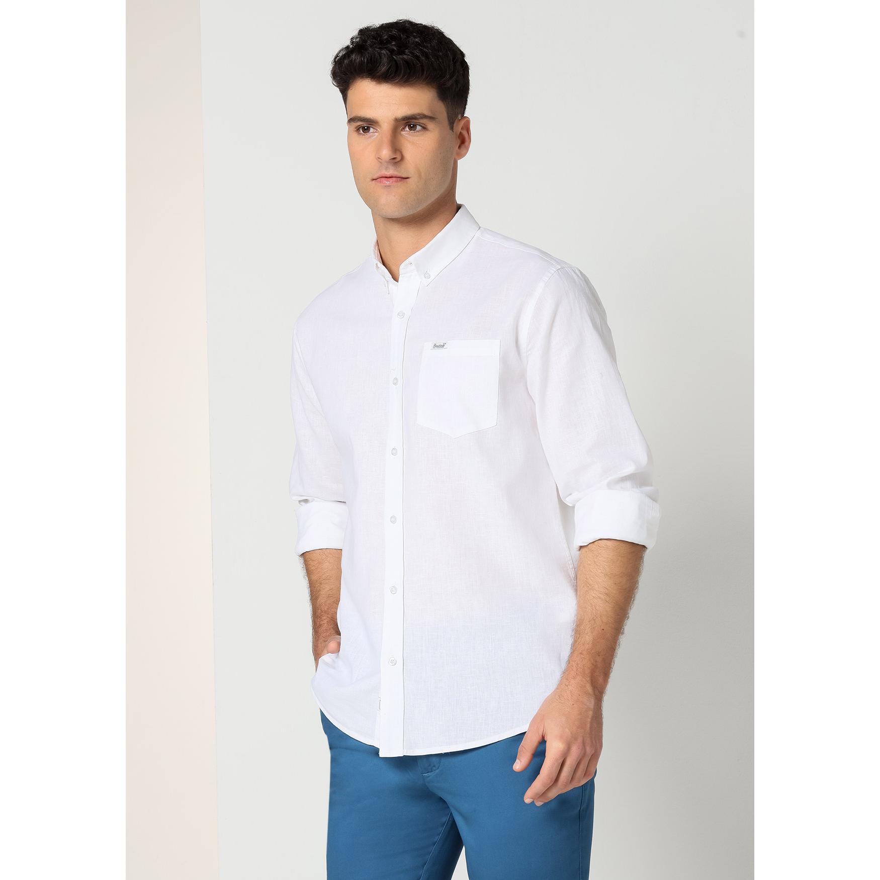 Camisa Lino Mezcla Blanca