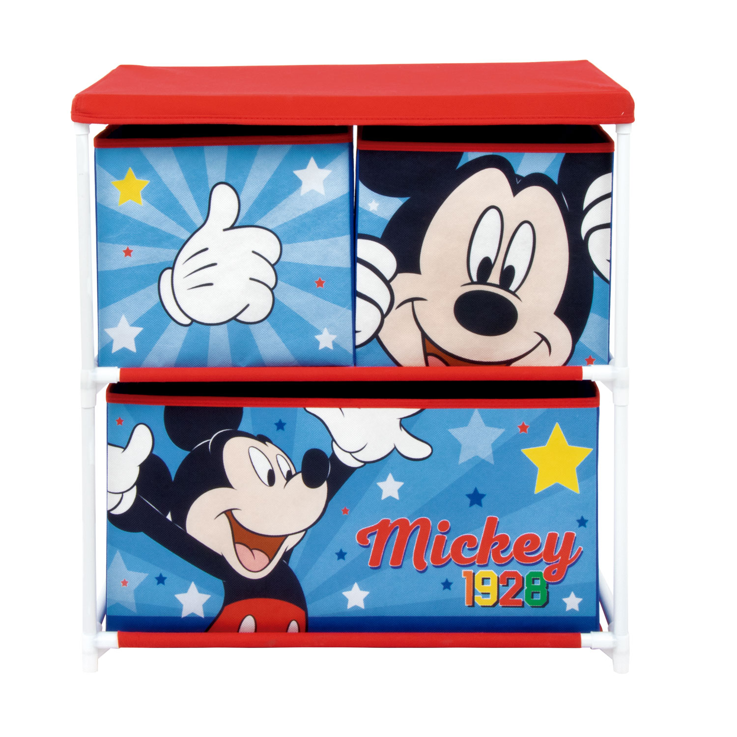 ARDITEX WD14918 Estantería con 3 contenedores textiles de 53x30x60cm de DISNEY-Mickey