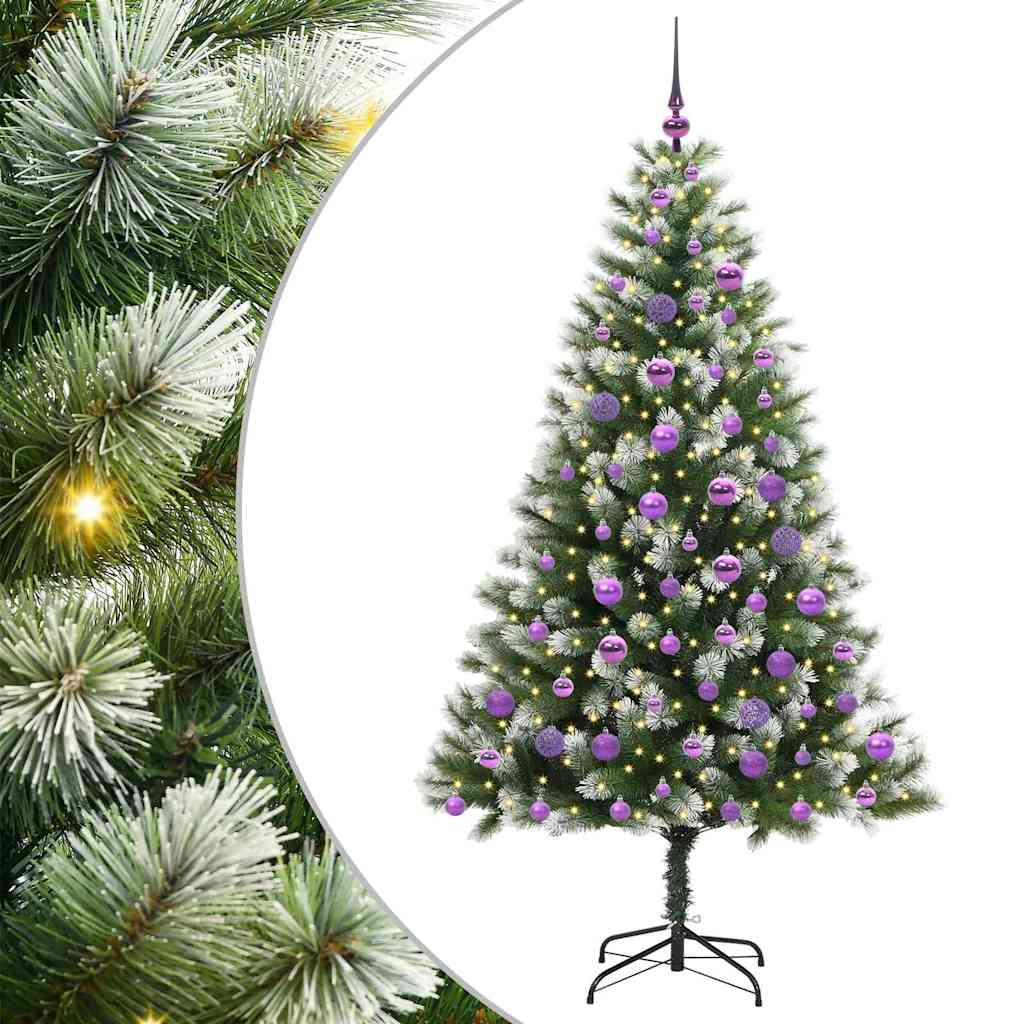 vidaXL Árbol de Navidad Artificial Plegable con Nieve Esponjosa, LED y Bolas