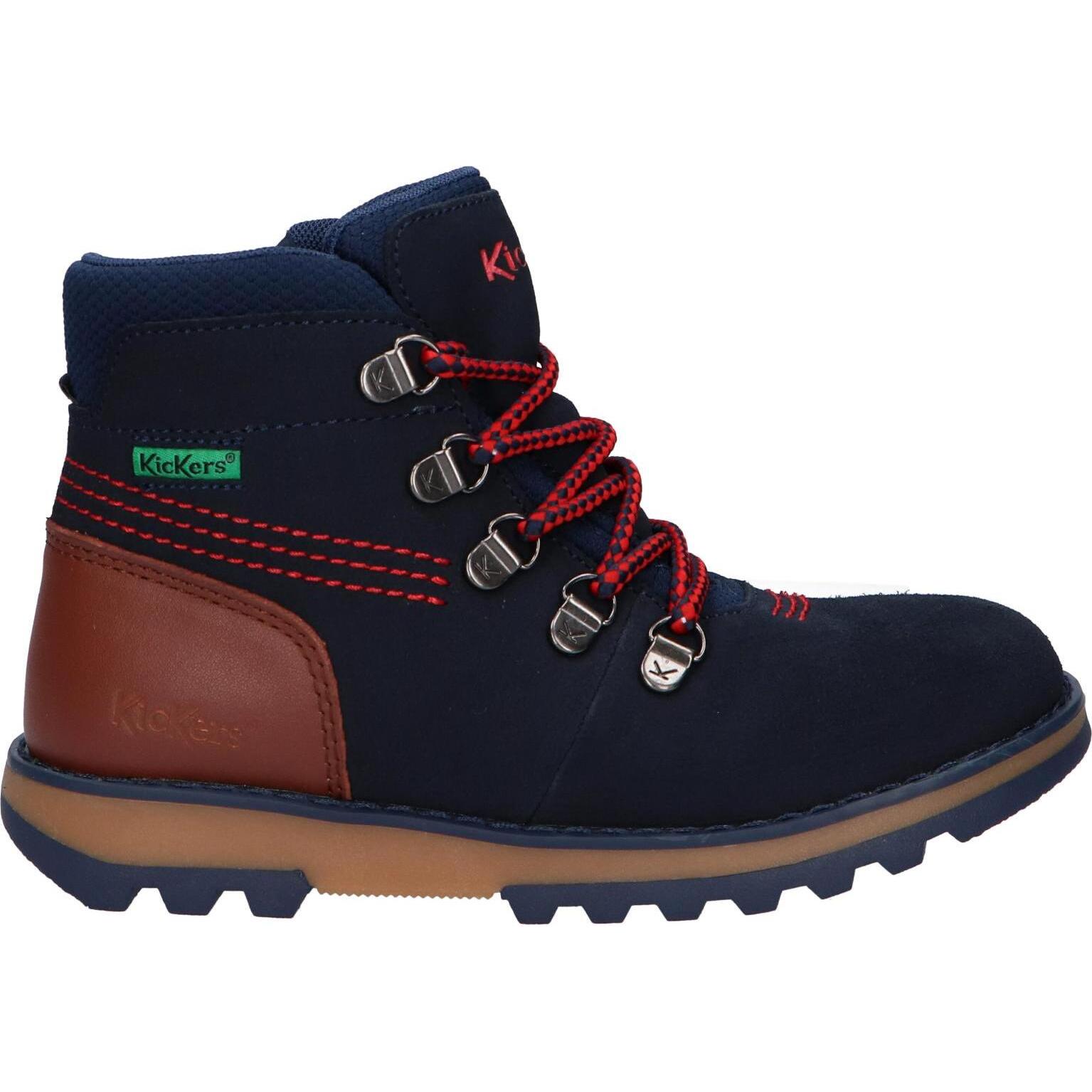 Kickers boy's ankle boots 878760 -10 kicknature cuir 103 marine rouge
