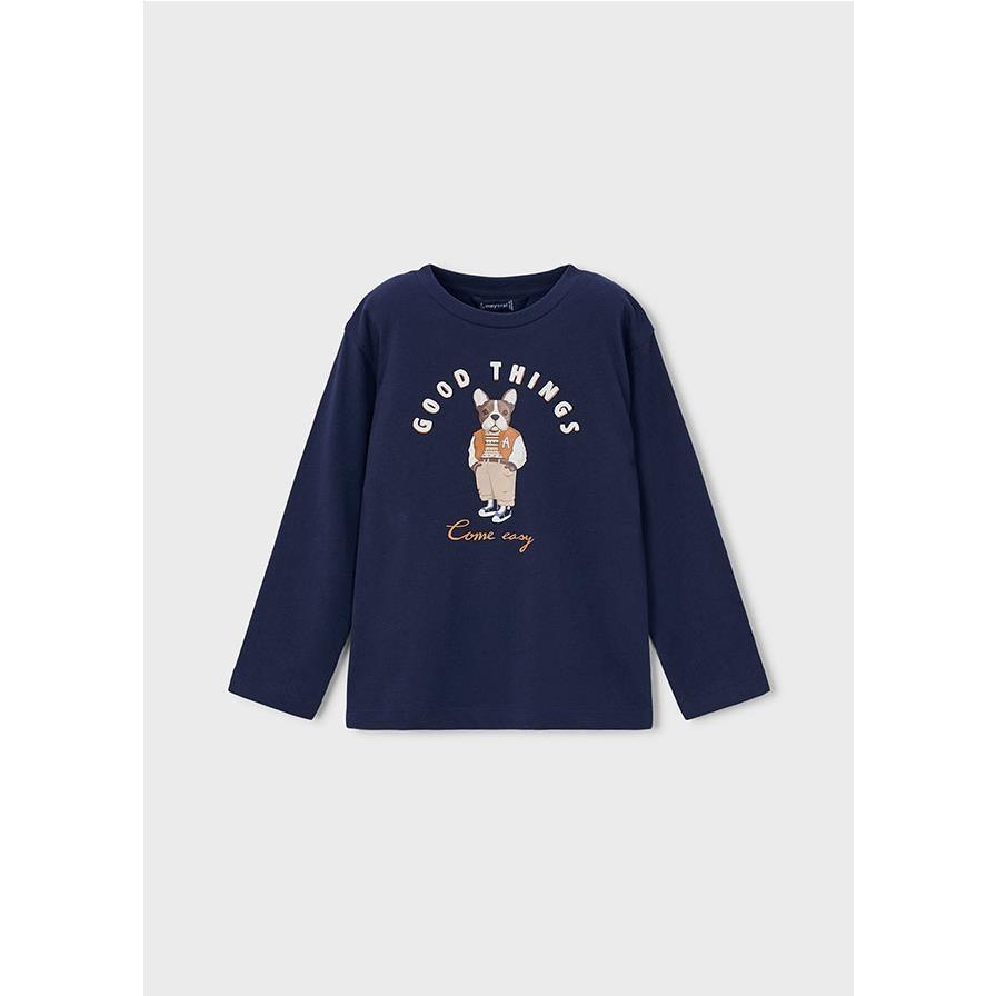 Mayoral - Camiseta manga larga para niño con estampado de perro diseño divertido algodón suave