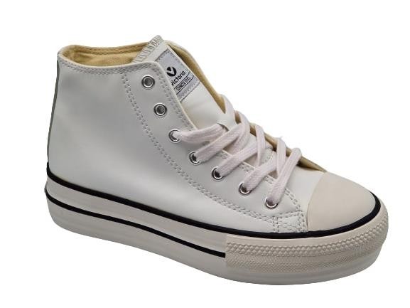 Victoria - Zapatillas Tribu Con Plataforma 1061107 para niñas, efecto piel sintética, con cordones y diseño responsable, ideal para uso diario en color blanco o negro