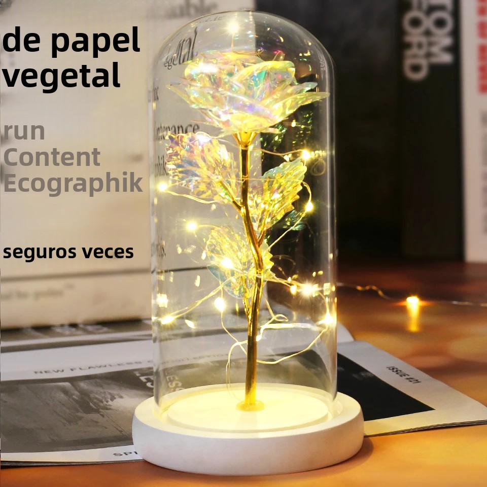 TK Rosa De Boda Con LED Galaxia Enchanted Con Luces En Domos Regalo De San Valentín Para Madre Para Navidad Estilo Belleza Y Bestia