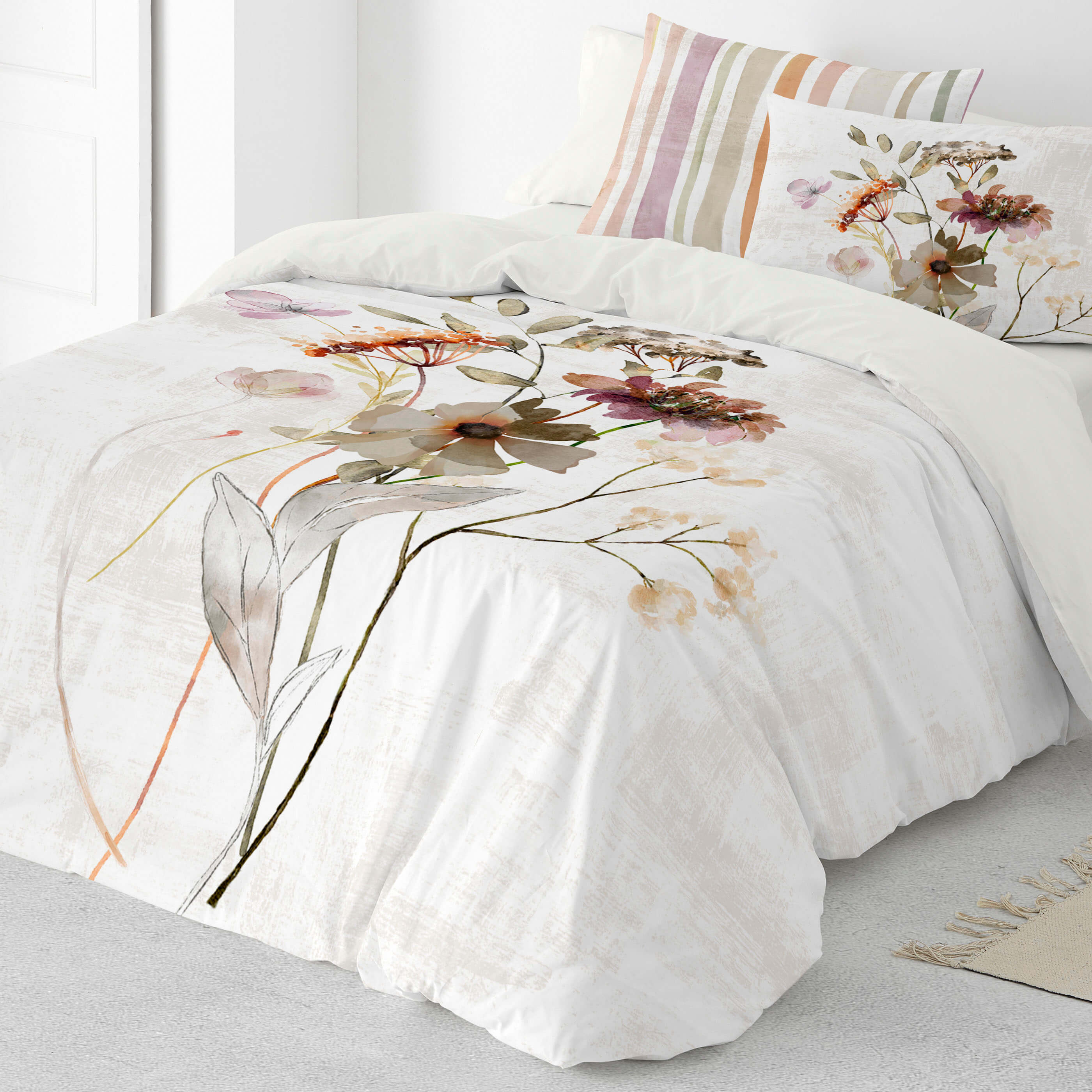 NATURALS - Funda Nórdica Estampada 100% Algodón Extrasuave - Juego de 2/3 Piezas Funda de Edredón y 1 o 2 Fundas de Almohada - Cama 90/135/150/180 cm - Fabricada en España