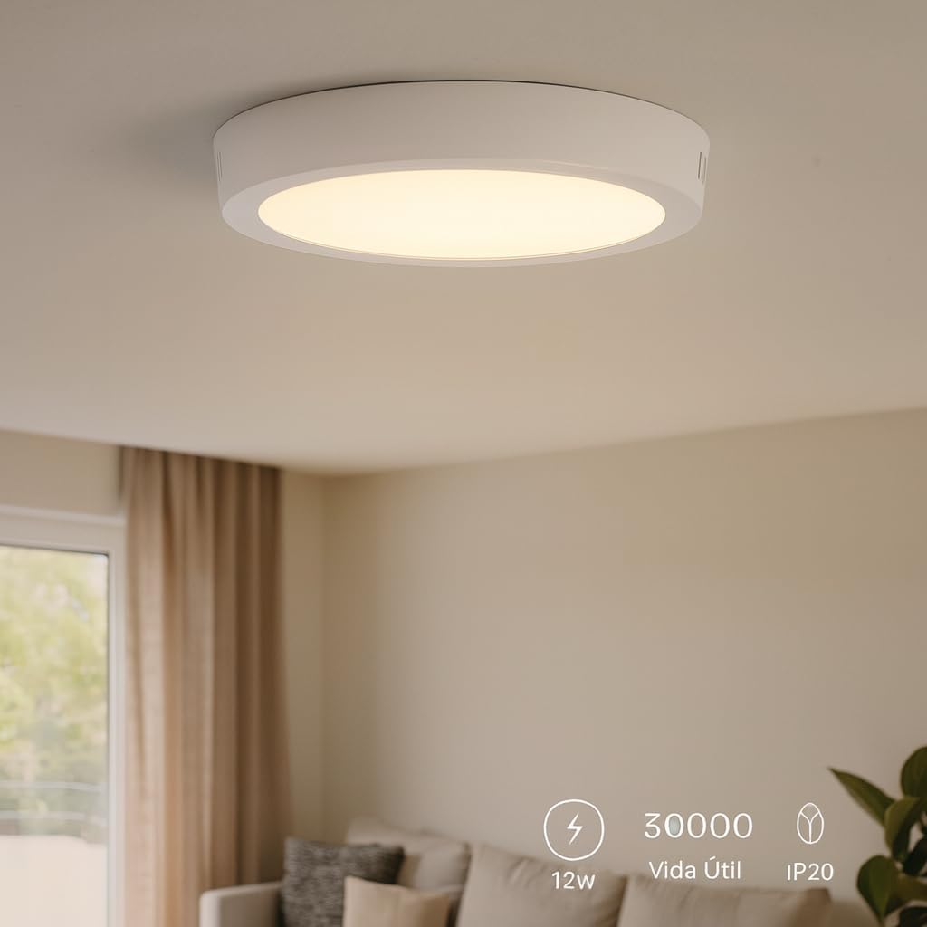 Iluminashop - Plafón LED Techo Redondo 24W con Mando a distancia, Regulable 2700K-6500K blanco frío a cálido, 2400LM, Diseño Blanco con Madera Natural, para Baño, Cocina, Balcón