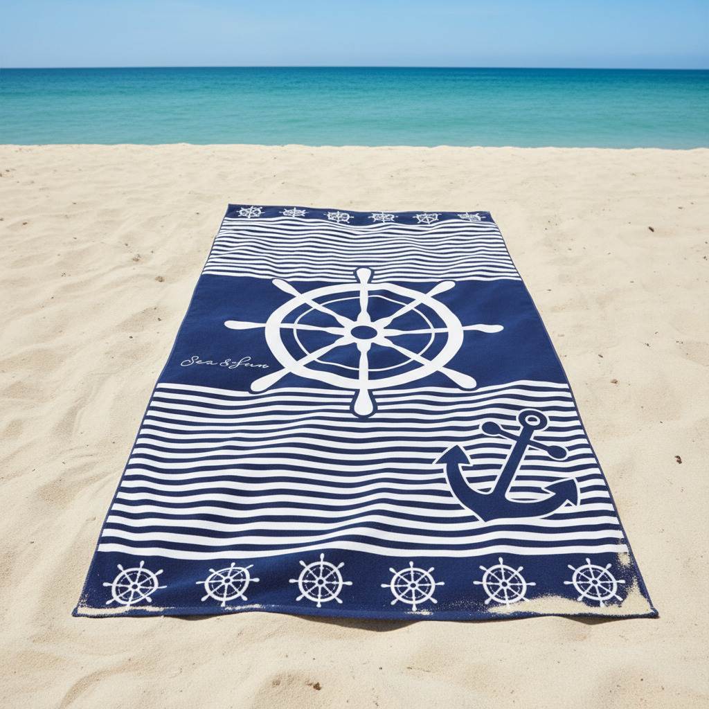 Toalla de playa con estilo marinero 90x165 cm, marca Sea&Sun