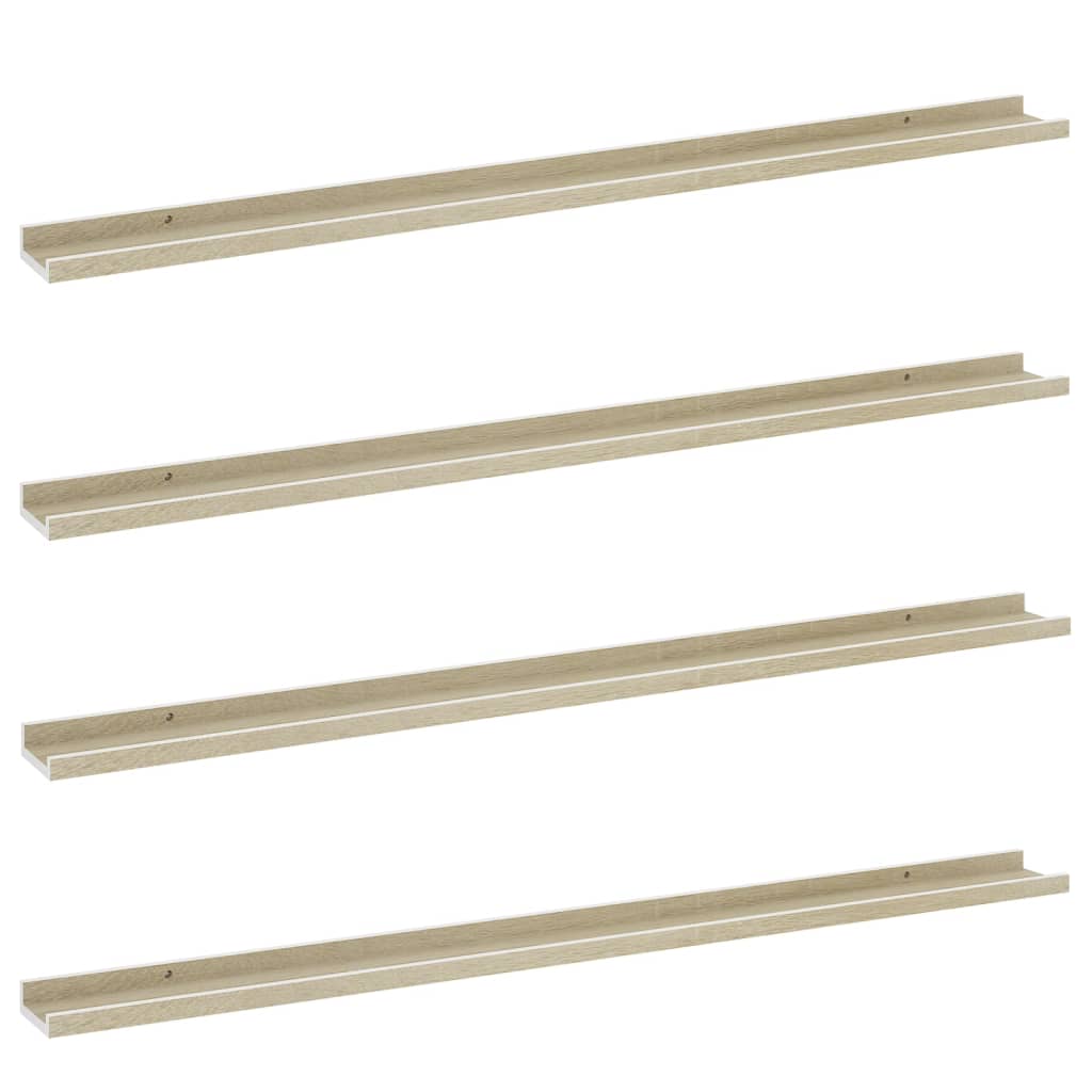 Vidaxl Estantes de Pared 4 Unidades 115x9x3 Cm Blanco Brillante