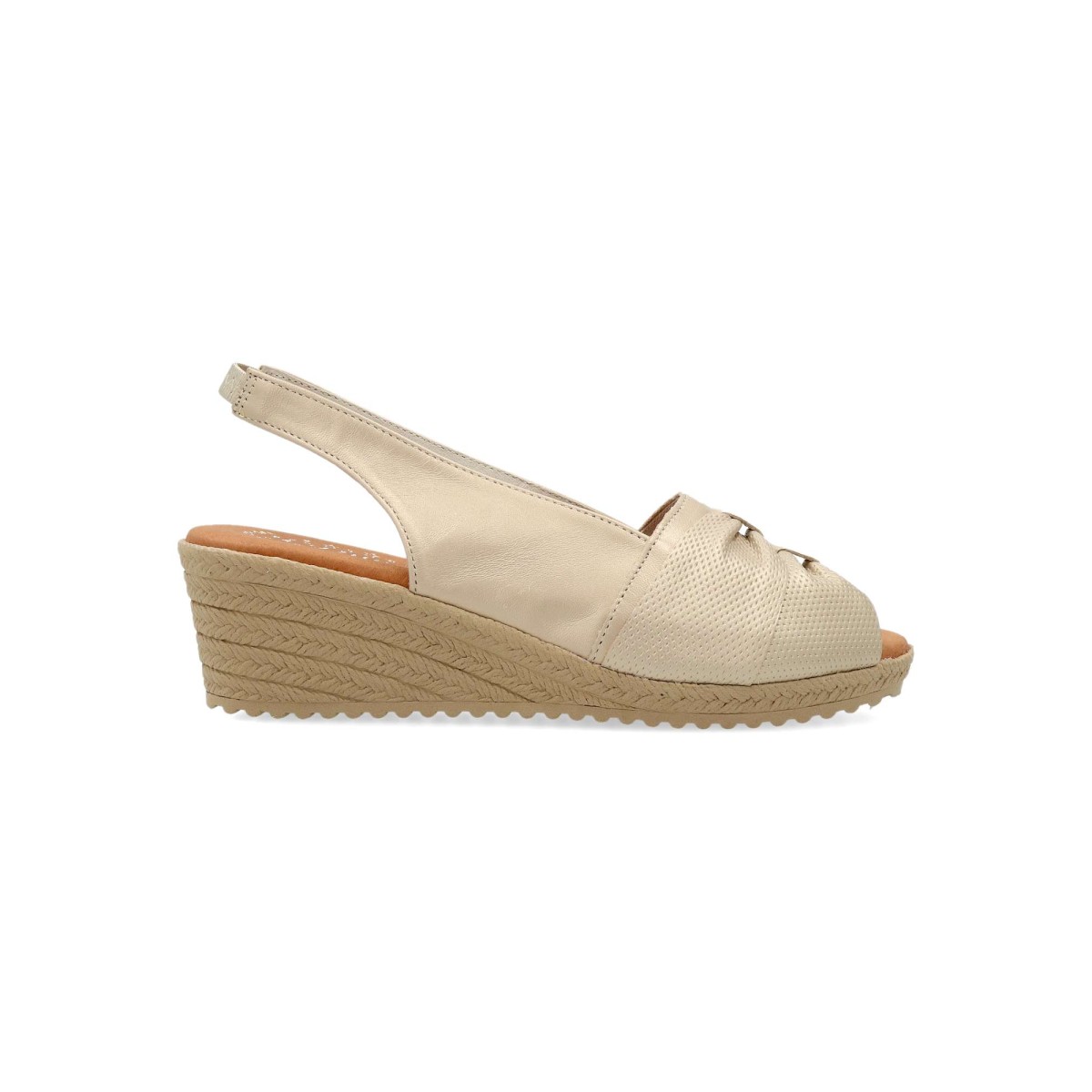 DUENDY - Sandalias de mujer con cuña de 5 cm, interior y exterior en piel, plantilla Memory Gel y suela antideslizante, ideal para pies delicados