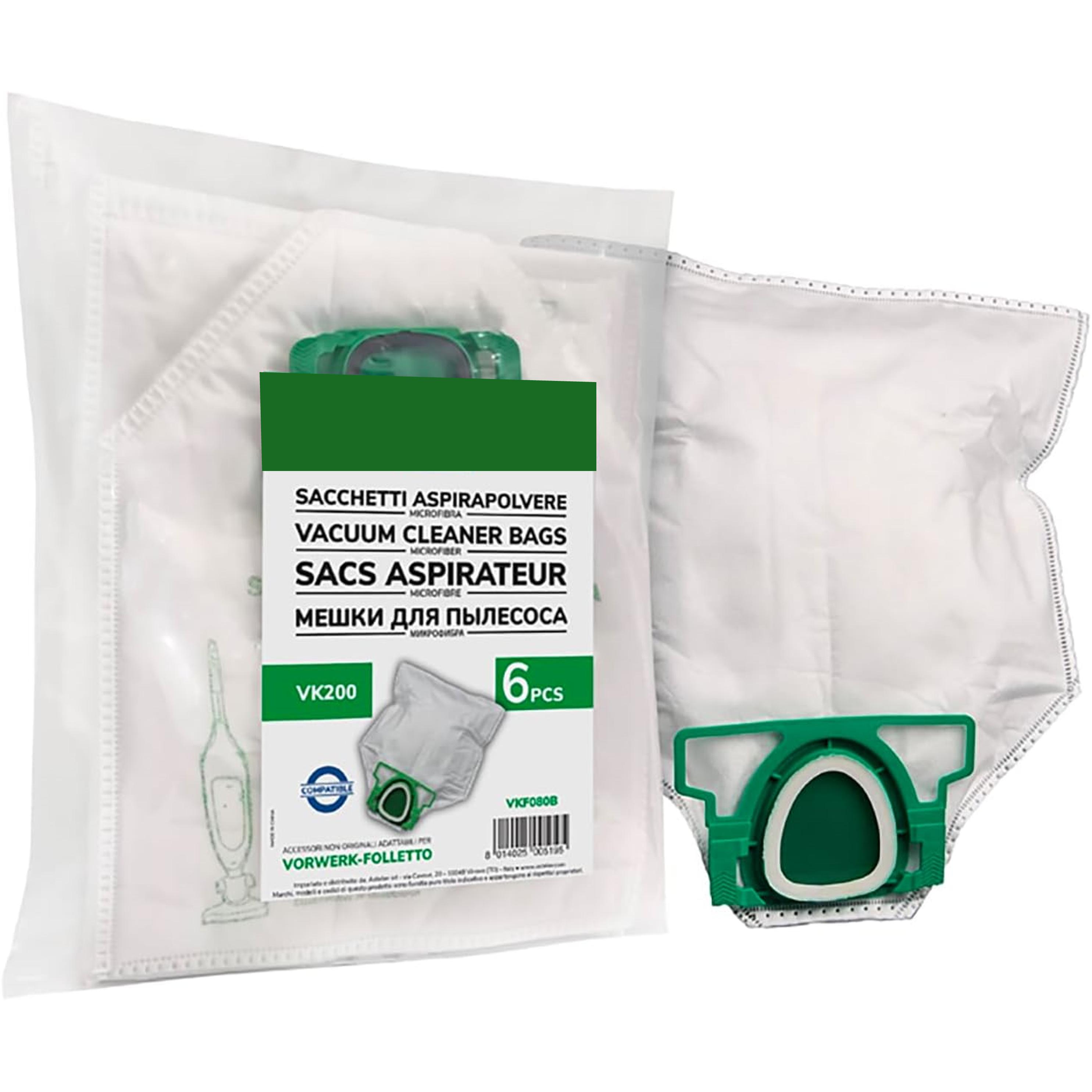 Pack de 6 Bolsas de Microfibra Compatibles con Aspiradoras 210228, Set de 6 bolsas de microfibra de alta calidad adaptables a aspiradoras VK200 y VK220