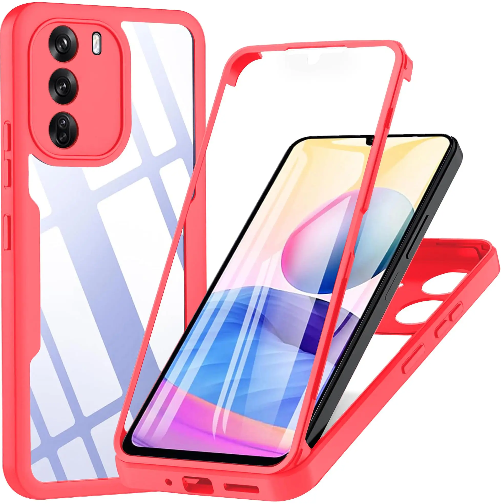 TK Funda Protectora Completa 3 En 1 360° Para OPPO RENO 12 pro 12F 12FS A3 A3X A40 A40M A60 A79 A96 A76 A36 4G 5G Acrílico+TPU Con Anillo Y Soporte Rotativo