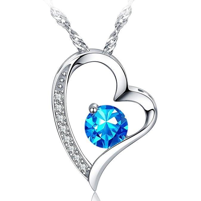 Collar con colgante de amor para mujer, revestimiento S925, joyería con piedra natal 5A, regalo para mamá y amante