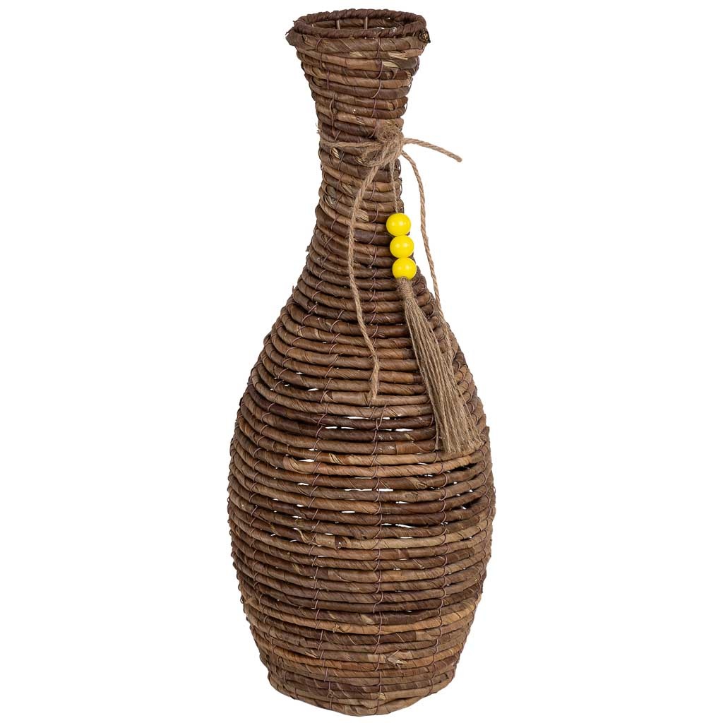 Jarron de hoja de banana natural marrón Medidas: 21,5x21,5x57cm