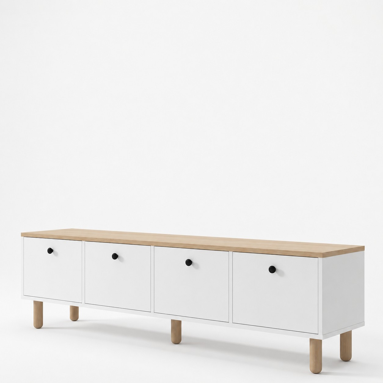 Habitat y Jardin - Mueble para televisión de madera <<Pura>> - 180 x 50 x 40 cm - Roble Saphir / Blanco
