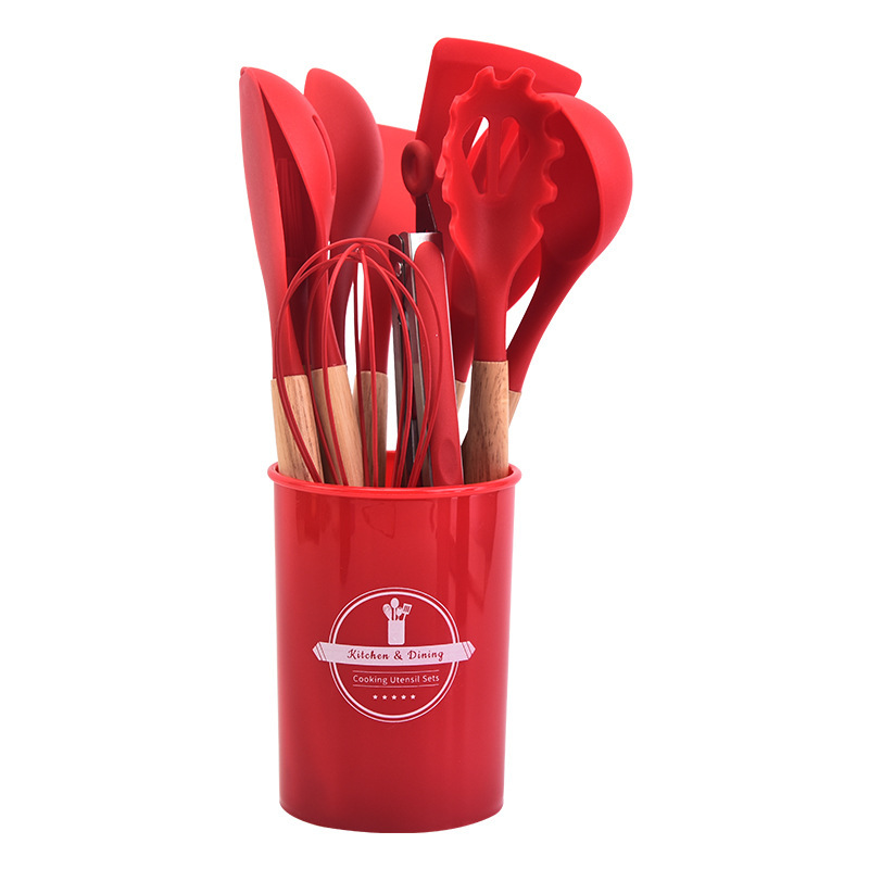 TK Set de Utensilios de Cocina de Silicona y Madera 12 piezas Home Cuchillos Tabla de Cortar Organizador de Cocina Pelador