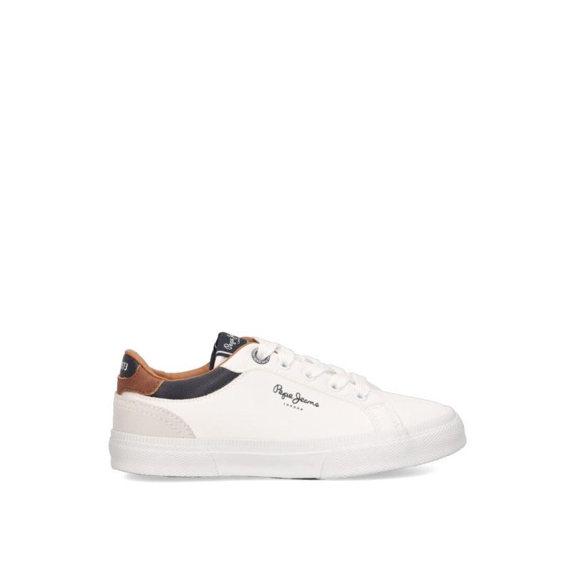 Zapatillas Casual Pepe Jeans - Niño - Suela Plana - Modelo Pbs30569 - Color Blanco