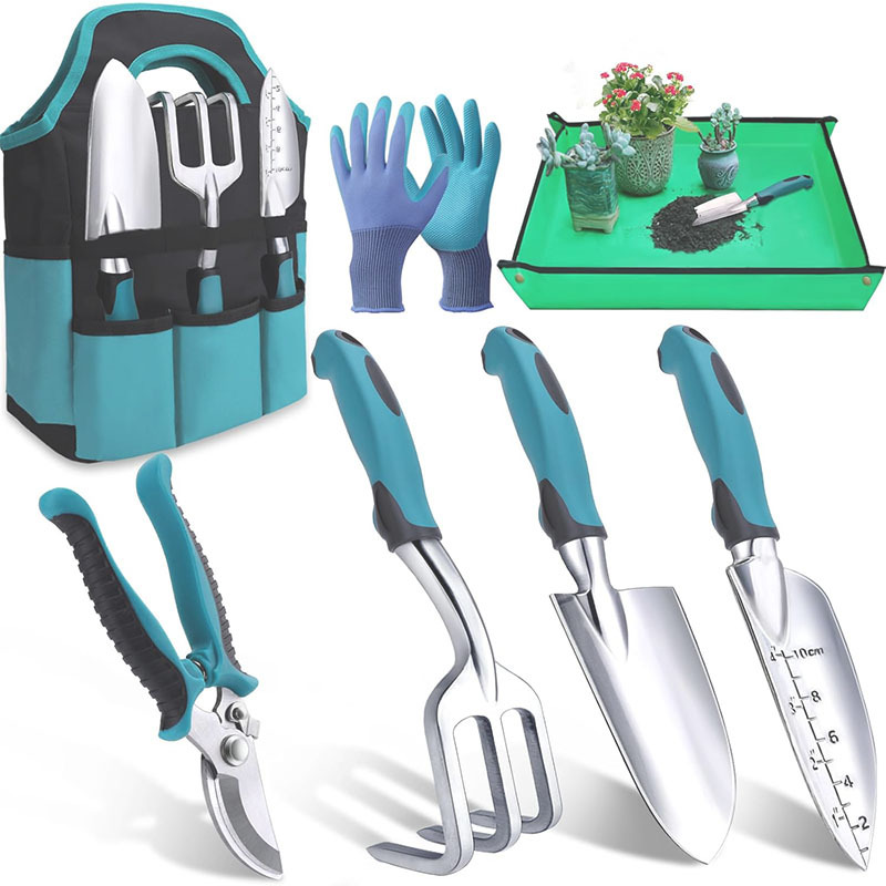 Juego de instrumentos manuales de jardinería , equipo de jardinería de aluminio, herramienta de jardín
