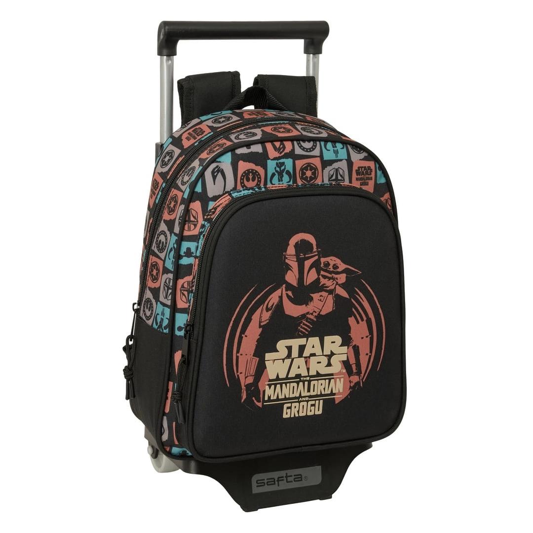 SAFTA | Mochila Escolar Doble Compartimento The Mandalorian & Grogu Niño y Niña, Trolley Compacto Extraíble y Lavable, Gran Capacidad con Bolsillo Portabotella, Espalda Acolchada, Talla Única