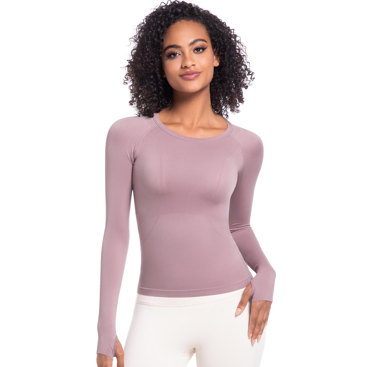 OmHO Camiseta de manga Larga para Mujer, Top de entrenamiento para Gimnasio transprado, ropa de entrenamiento para Mujer, ropa moldeadora Deportiva para Mujer