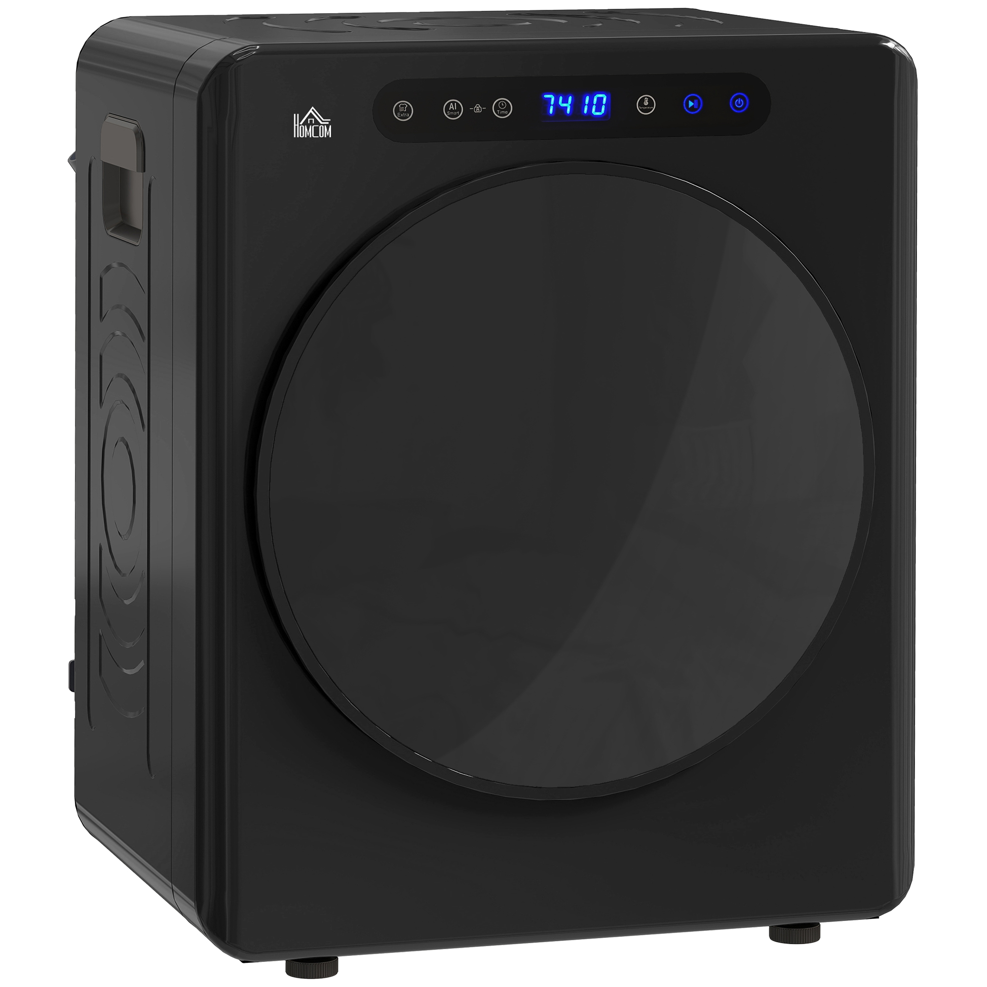 HOMCOM Secadora de Evacuación 3 KG Secadora de Ropa 1000W Función Antiarrugas Función Esterilizar Temporizador Pantalla LED Táctil Tambor Inox Negro