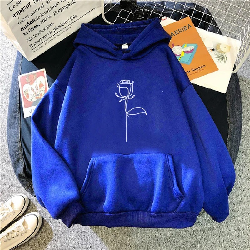 TK Sudadera De MujerITE With Capucha Estampada Floral Estilo Casual Manga Larga Gruesa Sueter Deort Suelto Para Otoño And Invierno