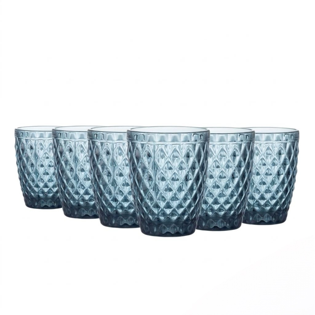 TRESV Set de 6 Vasos de Colores de Cristales de 250ml y 370ml -Productos de Vidrio de Alta Calidad - Apto para Uso Diario