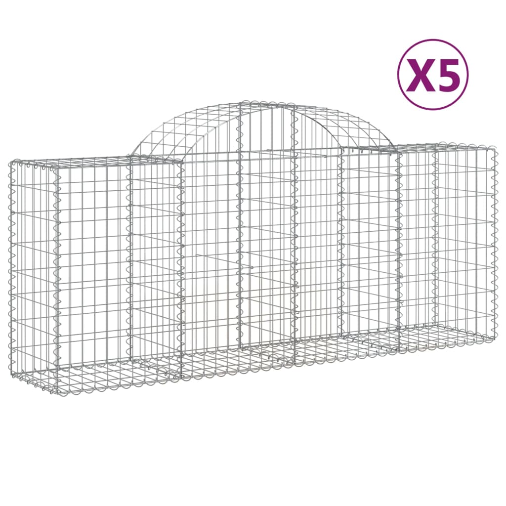 Vidaxl Cestas de Gaviones Forma de Arco Hierro 200 X 30 X 80/100 Cm