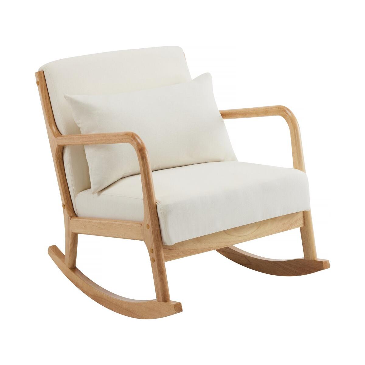 Habitat y Jardin - Mecedora de estilo escandinavo de tejido de rizo y madera <<Clinton>> - Beis