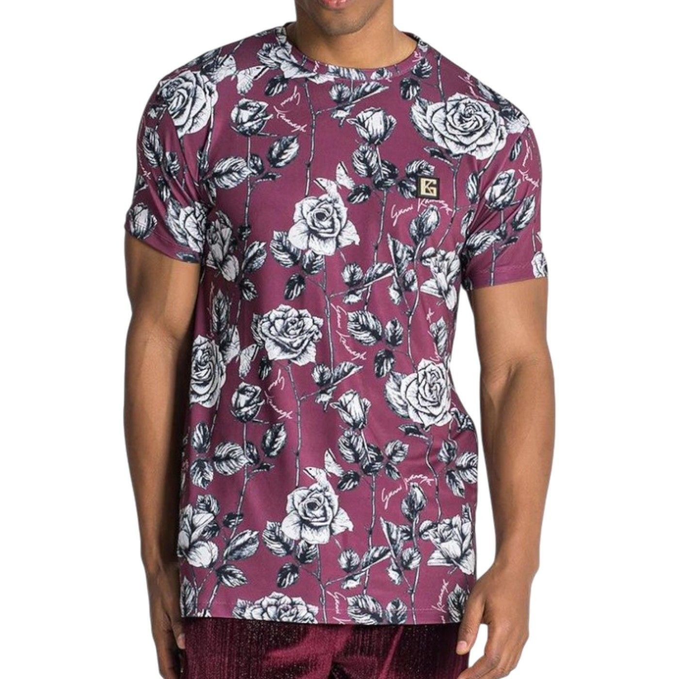 Camiseta Gianni Kavanagh Floral Novel Burdeos Hombre Moderno, Ropa casual 90% Poliéster, 10% Elastano