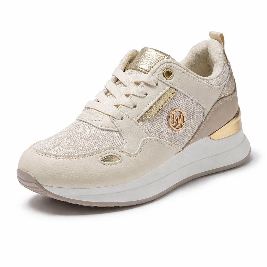 JOTA KA Zapatillas Mujer Moda Cómodas – Diseño Elegante y Ligero, Transpirables, Estilo Casual Urbano con Detalles Dorados , 3 COLORES PARA ELIGIR