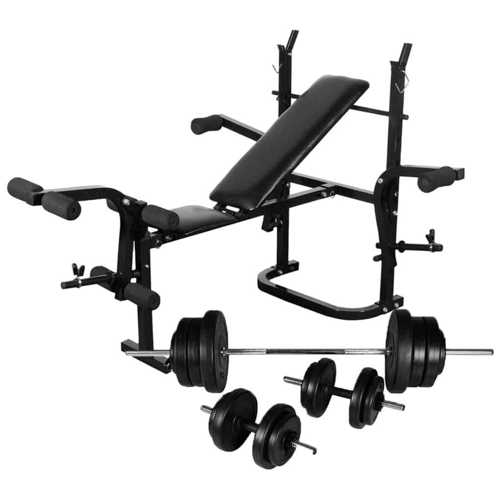 vidaXL Banco Soporte Barras Mancuernas Musculación Pesas Entrenamiento Peso 30.5 kg, 60.5 kg