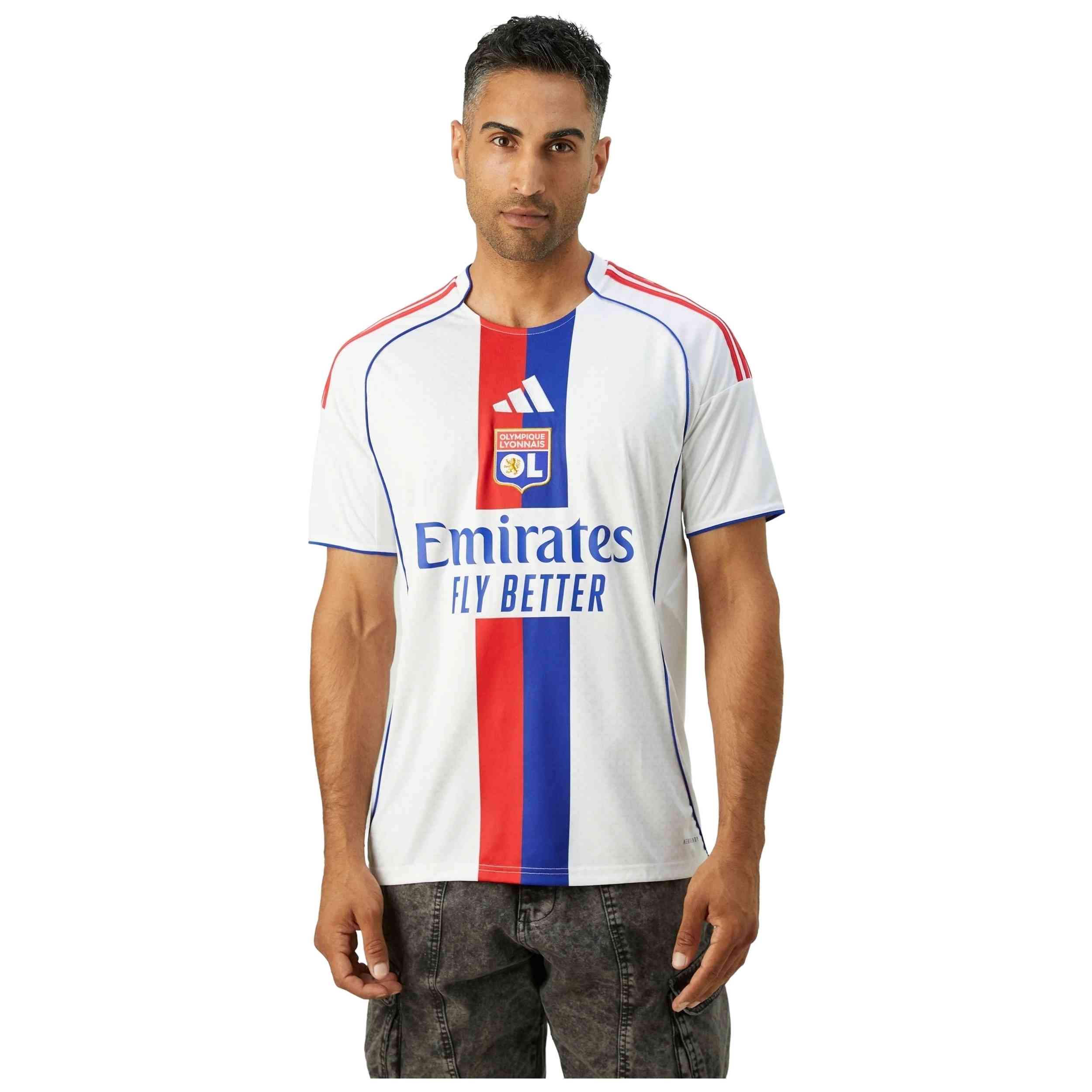 Camiseta De Manga Corta Adidas modelo Olympique Lyonnais 25/26 Home "White / Red / Blue" para hombre y mujer en color Blanco