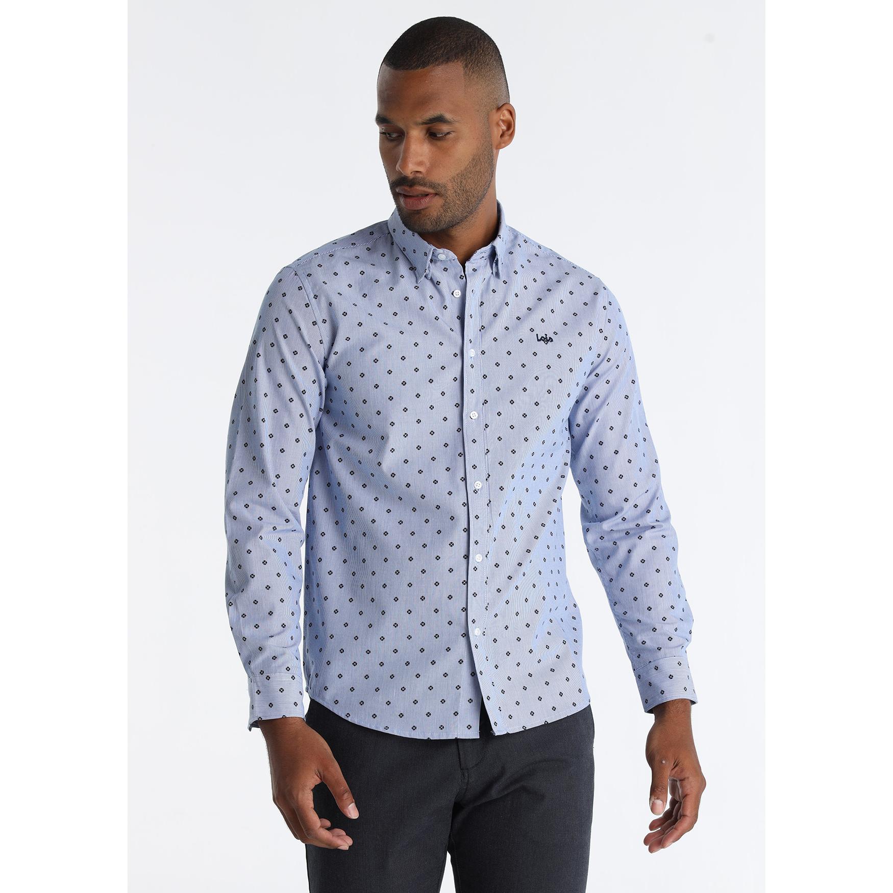 LOIS JEANS - Camisa de Mil Rayas con Mini Print Detallado Estampada