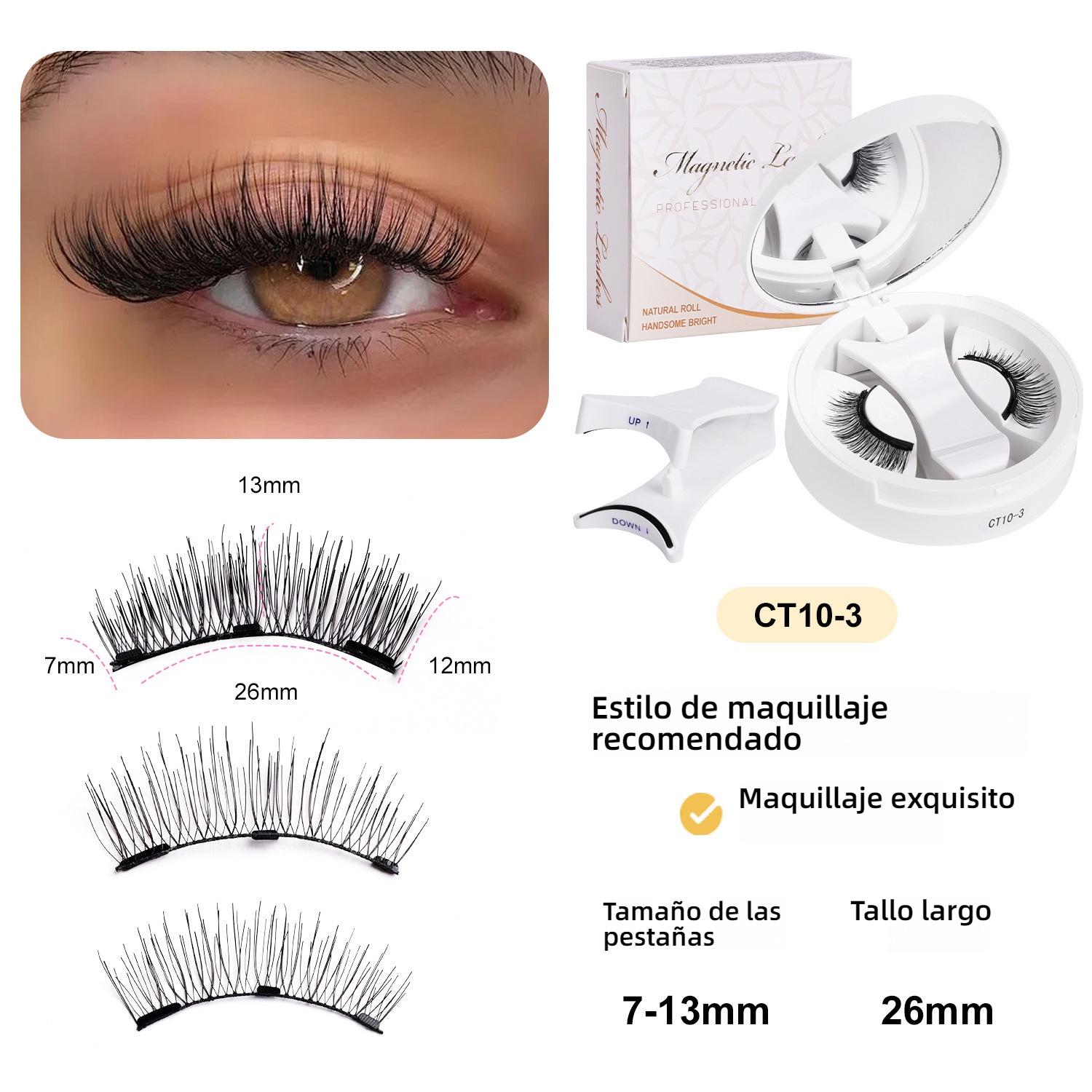 Pestañas Postizas Magnéticas Portátiles - Kit Todo en Uno, Naturales Sin Pegamento y Reutilizables