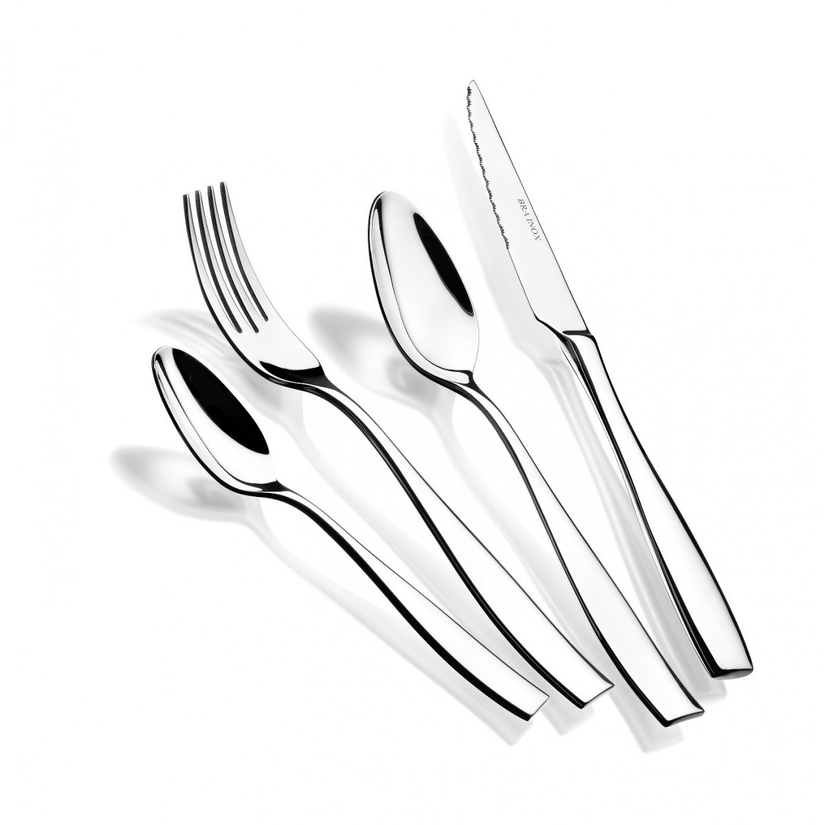 Bra - Juego Cubertería Parma, De 24 y 75 Piezas, Diseño Elegante, Acero Inoxidable Pulido Brillante, Apto Lavavajillas