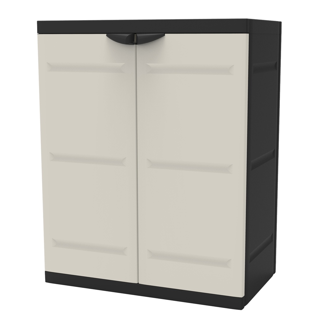 Armario De Resina Plastiken 2 Estantes Negro Beige 70X44X88 Cm Para Exterior
