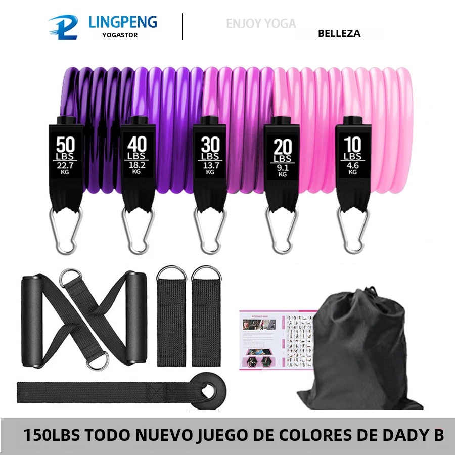 Conjunto De Bandas De Resistencia Para Ejercicios 5 Tubos Con Anclaje De Puerta Manijas Para Piernes Y Tobillos Y Barril De Fitness ZP